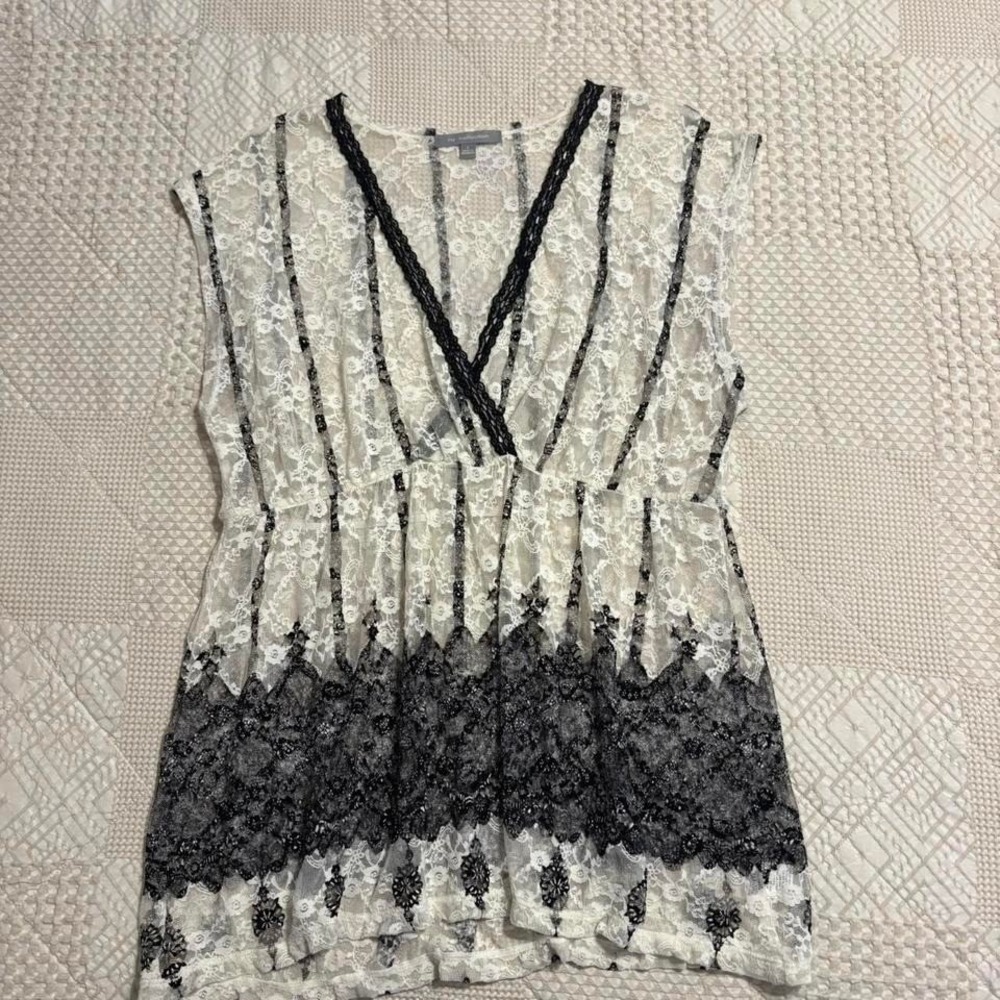 Y2K Black & White Lacey Whimsical Top